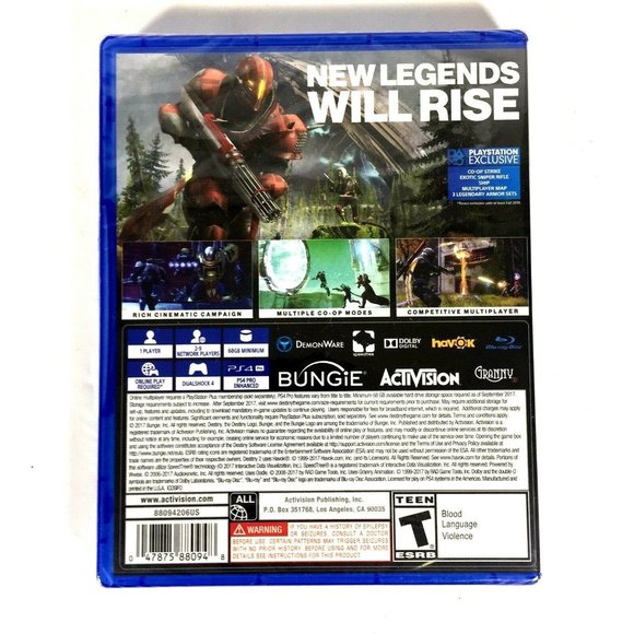 PS4 Destiny 2, New Legends Will Rise, Play Station 4, Teen Rated, NEW Sealed - Picture 2 of 4